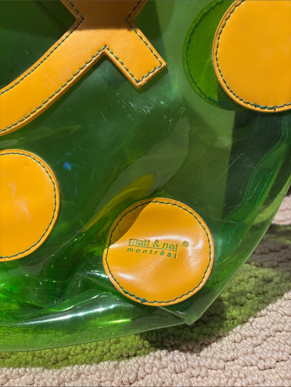 Matt & Nat Green Transparent Tote with Yellow Polka Dot & Ampersand - Picture 2 of 3